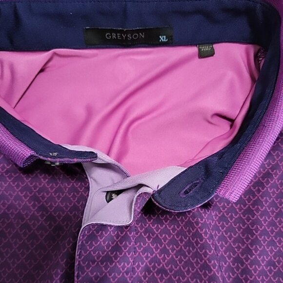 Greyson Men's Shirt Size XL Golf Polo Purple Casual Button Down Collar - Picture 4 of 10